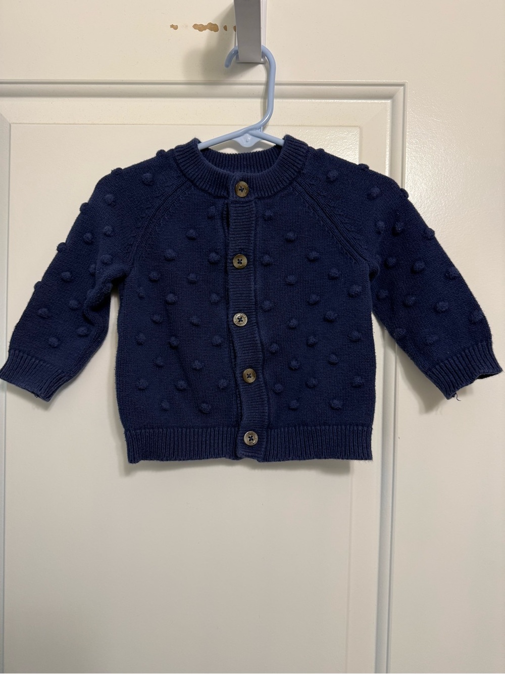 Cat & Jack Navy Pom-Pom Button Knit Cardigan